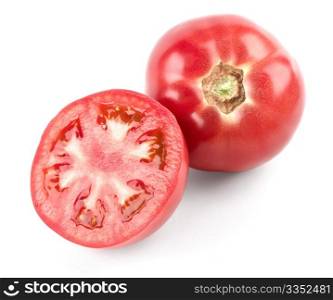 Tomato and half. Tomato and half isolated on white background