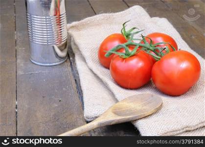 Tomato and tomato sauce on the kitchen table.