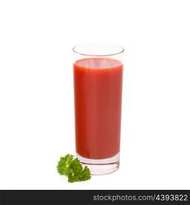 tomato juice glass isolated on white background
