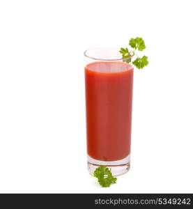 tomato juice glass isolated on white background