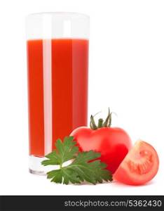 Tomato juice glass isolated on white background