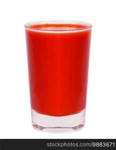 tomato juice glass isolated on white background. tomato juice glass
