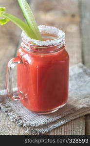 Tomato juice in the mason jar