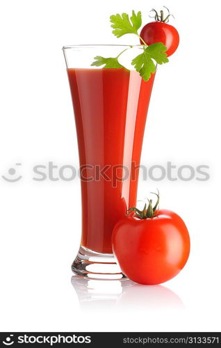 Tomato juice isolated on white