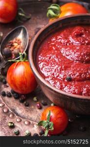 Tomato ketchup sauce. tomato ketchup sauce with garlic and peppercorn