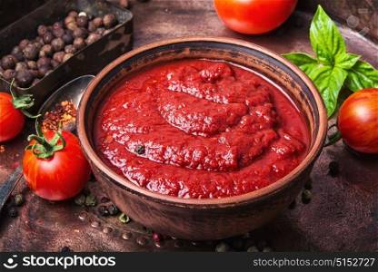 Tomato ketchup sauce. tomato ketchup sauce with garlic and peppercorn