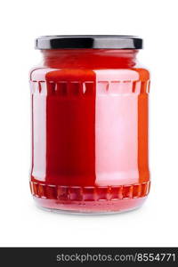 Tomato paste jar isolated on white
