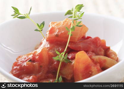 Tomato sauce boiling of onion