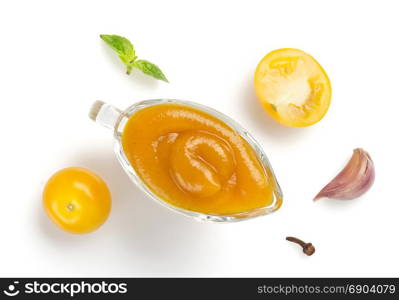 tomato sauce in bowl isolated on white background