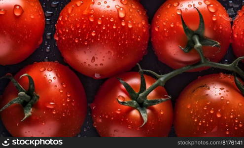 Tomato seamless background with water drops, top view, flat lay. Generative AI. High quality illustration. Tomato seamless background with water drops, top view, flat lay. Generative AI