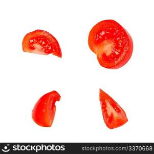 Tomato slices isolated on white