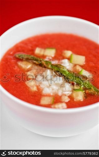 tomato soup gazpacho with vegetable. gazpacho