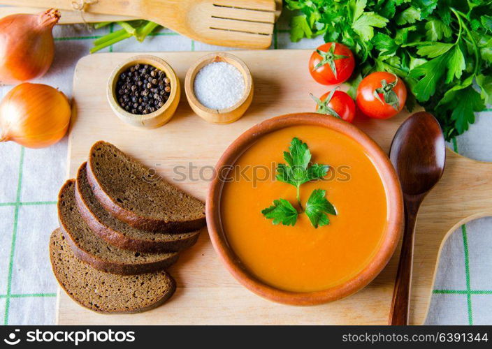 Tomato soup prepared in traditional italian style