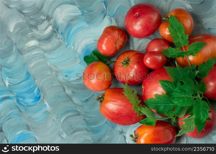 Tomato varieties have name Amethyst Jewel. Fresh ripe pink beef tomato. Tomatoes large heart shaped. Pink tomatoes background. Pink tomatoes Amethyst Jewel