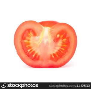 Tomato vegetable half isolated on white background cutout