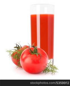 Tomato vegetable juice in glass isolated on white background cutout