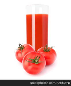 Tomato vegetable juice in glass isolated on white background cutout