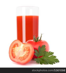 Tomato vegetable juice in glass isolated on white background cutout