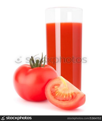 Tomato vegetable juice in glass isolated on white background cutout