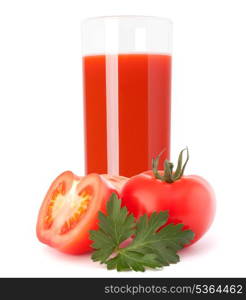 Tomato vegetable juice in glass isolated on white background cutout