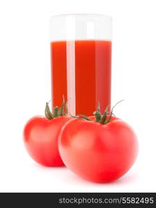 Tomato vegetable juice in glass isolated on white background cutout