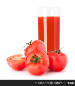 Tomato vegetable juice in glass isolated on white background cutout