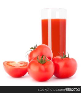 Tomato vegetable juice in glass isolated on white background cutout