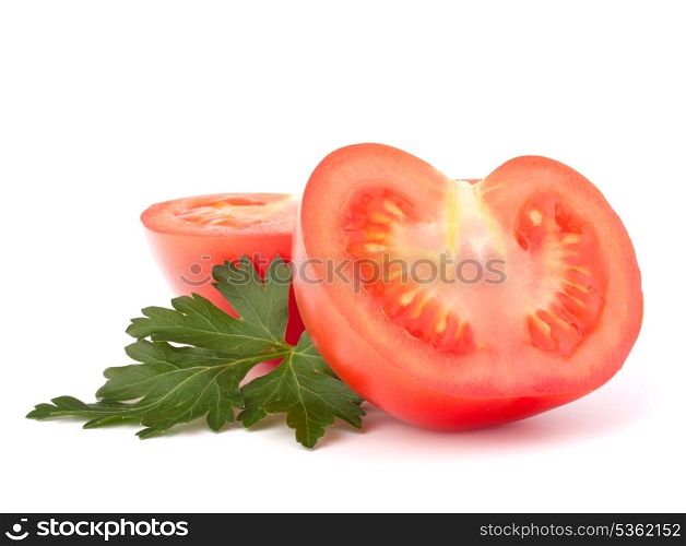 Tomato vegetables and parsley leaves isolated on white background cutout