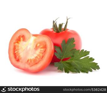 Tomato vegetables and parsley leaves isolated on white background cutout