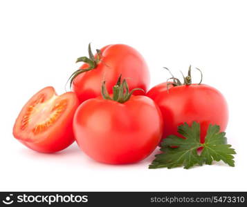 Tomato vegetables and parsley leaves isolated on white background cutout