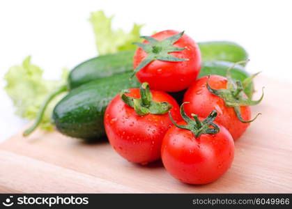 Tomatoes and cucumbers ready for salad