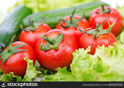 Tomatoes and cucumbers ready for salad