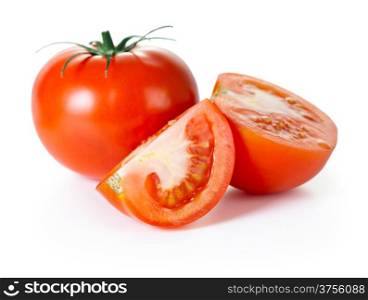 Tomatoes composition on white background. Studio close up shot