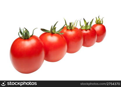 tomatoes in row. It is isolated on a white background