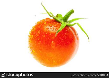 tomatoes with drops isolated on a white