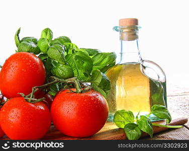 Tomatoes with fresh basil and olive oil