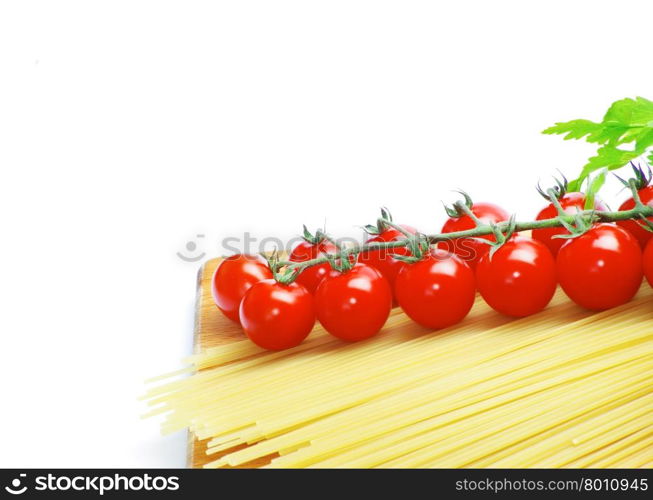 tomatoes with green leaves isolated on white background