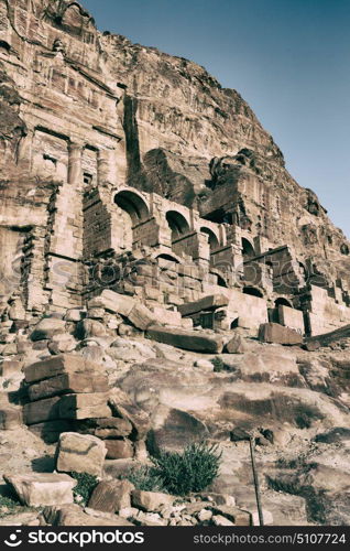 tomb in the antique site of petra in jordan the beautiful wonder of the world