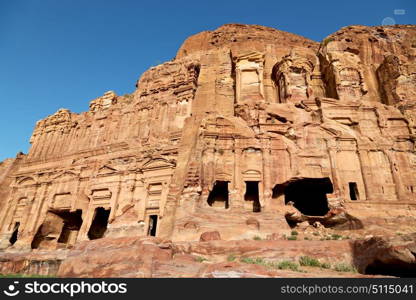 tomb in the antique site of petra in jordan the beautiful wonder of the world