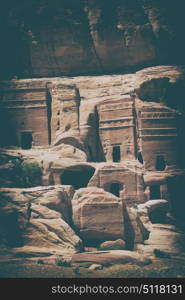 tomb in the antique site of petra in jordan the beautiful wonder of the world