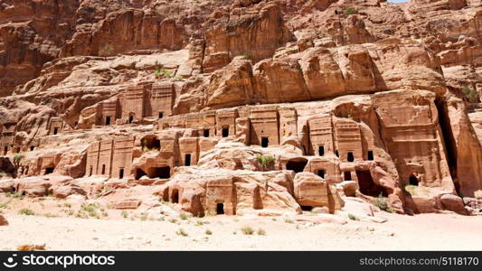 tomb in the antique site of petra in jordan the beautiful wonder of the world