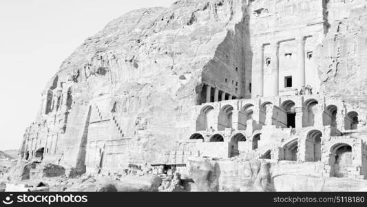 tomb in the antique site of petra in jordan the beautiful wonder of the world