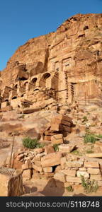 tomb in the antique site of petra in jordan the beautiful wonder of the world