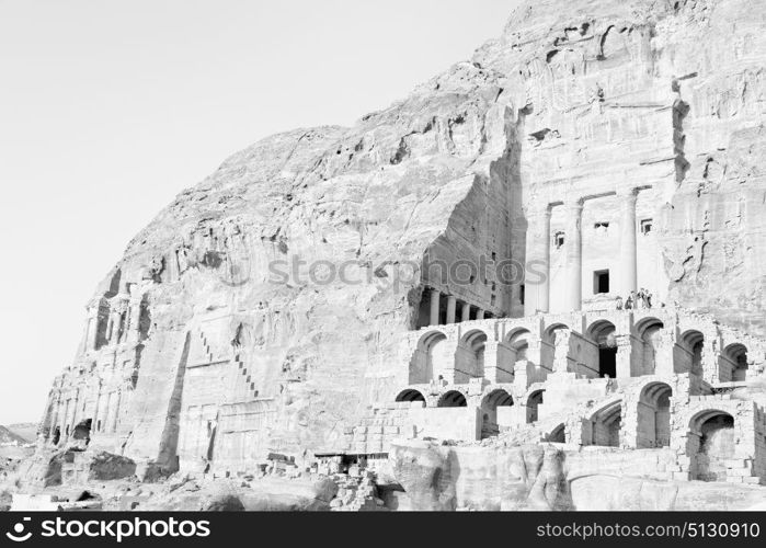 tomb in the antique site of petra in jordan the beautiful wonder of the world