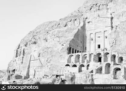 tomb in the antique site of petra in jordan the beautiful wonder of the world