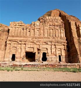 tomb in the antique site of petra in jordan the beautiful wonder of the world