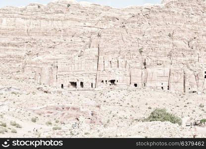 tomb in the antique site of petra in jordan the beautiful wonder of the world