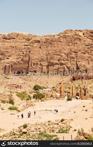 tomb in the antique site of petra in jordan the beautiful wonder of the world