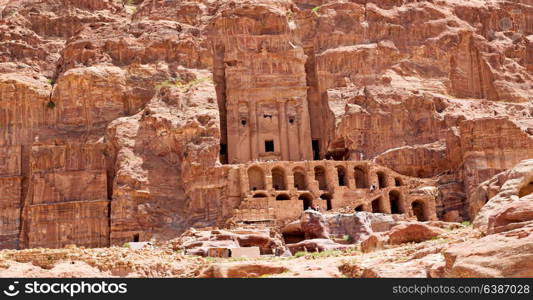 tomb in the antique site of petra in jordan the beautiful wonder of the world