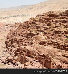 tomb in the antique site of petra in jordan the beautiful wonder of the world